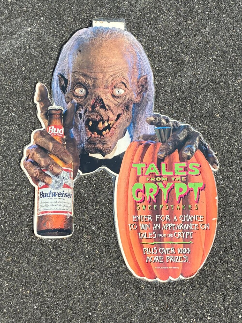 Vintage Budweiser Tales From The Crypt Keeper Halloween Cardboard Display Sign